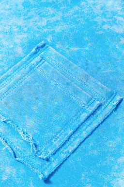 Blue Acid Washed Pocket Pullover Sweatshirt