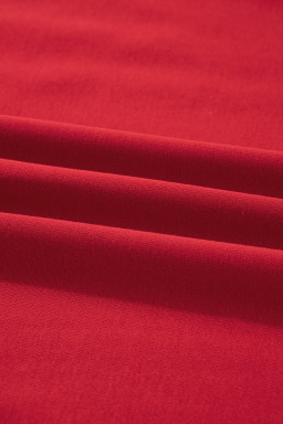 Fiery Red Varsity Striped Detail Plus Size Round Neck Sweatshirt