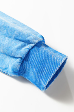 Blue Acid Washed Pocket Pullover Sweatshirt