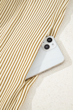 Brown Striped Shirt Collar Ruffle Hem Long Sleeve Dress