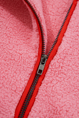 Strawberry Pink Long Sleeve Kangaroo Pocket Sweatshirt