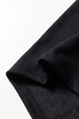 Black Halloween Rhinestone Pumpkin Contrast Ribbed Patchwork Top