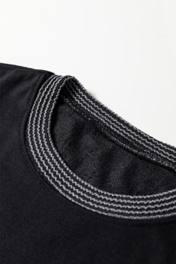 Black Halloween Rhinestone Pumpkin Contrast Ribbed Patchwork Top