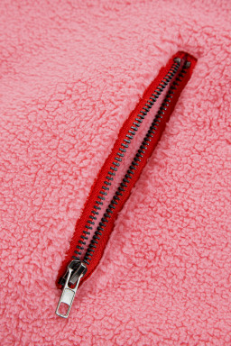 Strawberry Pink Long Sleeve Kangaroo Pocket Sweatshirt