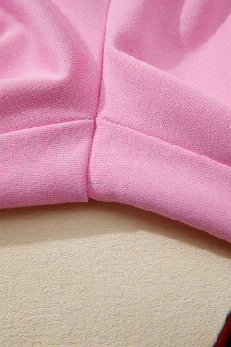 Orchid Bouquet Flower Patched Raw Seam Colorblock Loose Pants Set