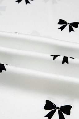 White Bows Print Drawstring Two Piece Pajama Set