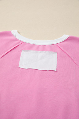 Orchid Bouquet Flower Patched Raw Seam Colorblock Loose Pants Set