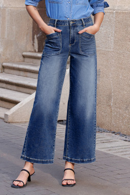 Bluing Minimalist Patch Pocket High Waist Shift Jeans
