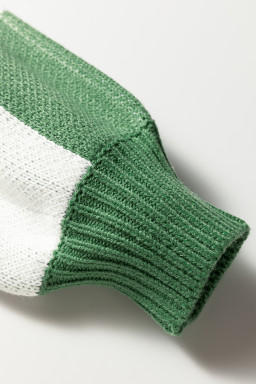 Mist Green Checkered V-Neck Collared Pullover Sweater