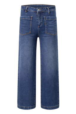 Bluing Minimalist Patch Pocket High Waist Shift Jeans