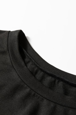 Black Bow Print Sleeve Patchwork Plus Size Blouse