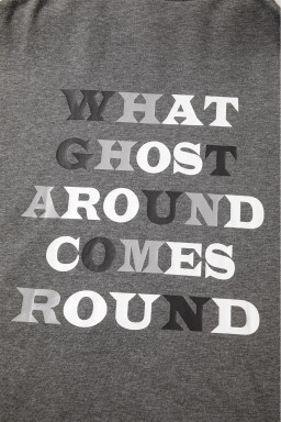 Dark Grey Cute Halloween Ghost Mineral Wash Oversized Hoodie