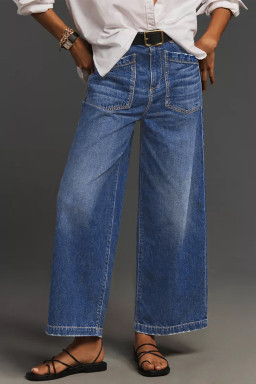 Bluing Minimalist Patch Pocket High Waist Shift Jeans