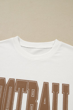 White FOOTBALL Letter Graphic Crew Neck Sweatshirt