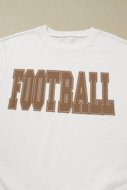 White FOOTBALL Letter Graphic Crew Neck Sweatshirt