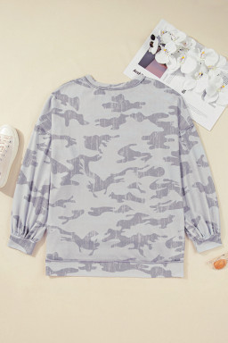 Multicolour Camouflage Print Round Neck Plus Size Sweatshirt