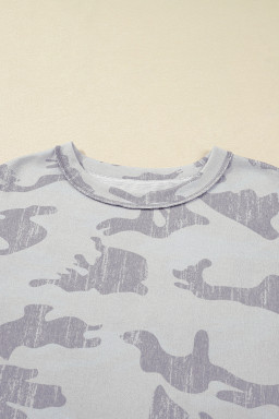 Multicolour Camouflage Print Round Neck Plus Size Sweatshirt