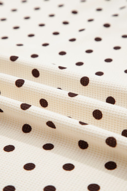 White Polka Dot Print Pullover Drawstring Jogger Pants Pajama Set