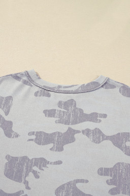 Multicolour Camouflage Print Round Neck Plus Size Sweatshirt