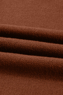 Chestnut Ribbed High Neck Front Pockets Center Seam Shift Sweater Dress