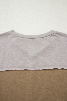 Green Flower Patched Exposed Seam 3/4 Sleeve top