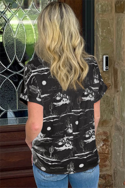 Black Summer Desert Sand Print Short Sleeve Tee