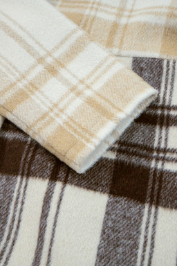 Multicolour Plaid Patchwork Side Pockets Buttoned Jacket