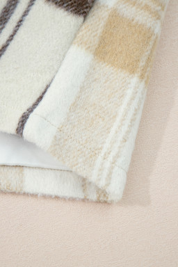 Multicolour Plaid Patchwork Side Pockets Buttoned Jacket