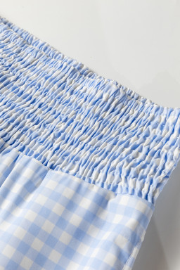 Myosotis Gingham Smocked High Waist Loose Pants