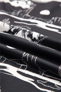 Black Summer Desert Sand Print Short Sleeve Tee