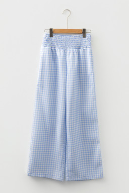 Myosotis Gingham Smocked High Waist Loose Pants