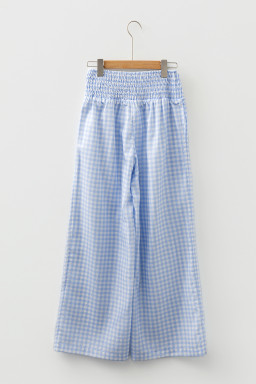 Myosotis Gingham Smocked High Waist Loose Pants