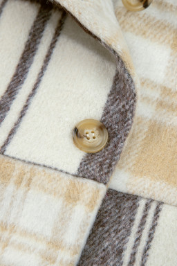 Multicolour Plaid Patchwork Side Pockets Buttoned Jacket