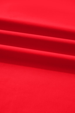 Fiery Red Striped Trim Ruffle Split Neck Long Sleeve Blouse