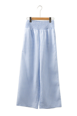 Myosotis Gingham Smocked High Waist Loose Pants