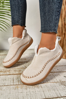 White Suede Fleece Lined Winter Snow Boots