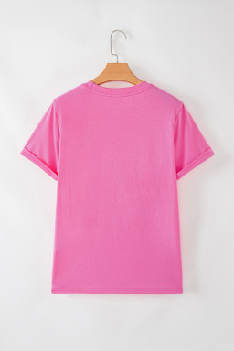 Sachet Pink Peppermint Candy Pattern Sequins Patch Christmas Custom T Shirt