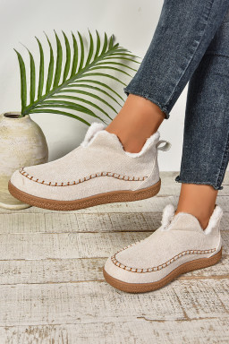 White Suede Fleece Lined Winter Snow Boots