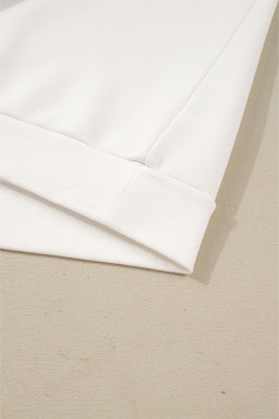 White Colorblock Patchwork Drop Shoulder Pullover Casual Shorts Outfit