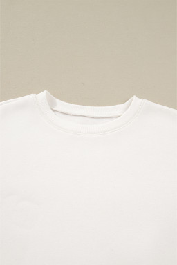 White Colorblock Patchwork Drop Shoulder Pullover Casual Shorts Outfit