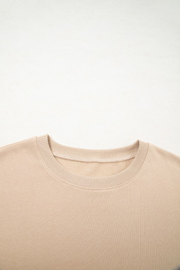 Smoke Gray Plaid Patchwork Sleeve Raw Seam Sweatshirt