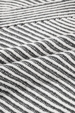 Black Striped Print Ribbed Knit Raglan Sleeve Baggy Sweater