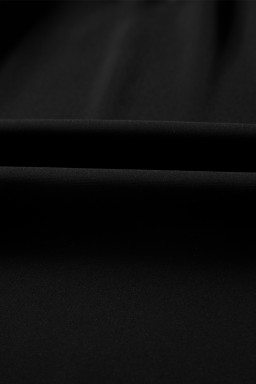 Black Frilled Neck Ribbed Knit Patchwork Long Sleeve Mini Dress