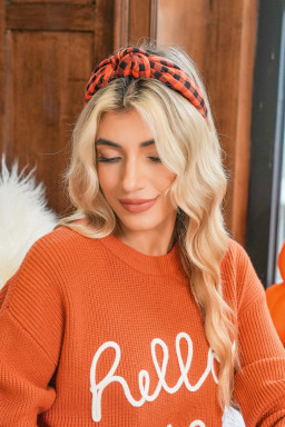 Orange Halloween Plaid Print Knotted Headband