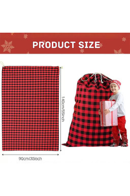 Fiery Red Buffalo Plaid Christmas Gift Bag