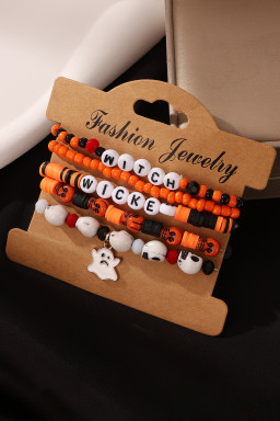 Orange 5pcs WITCH WICK Halloween Bracelet Set