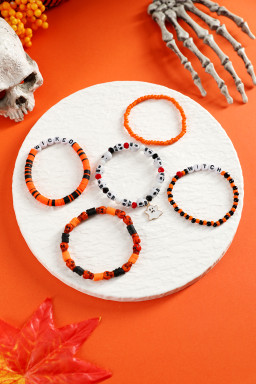 Orange 5pcs WITCH WICK Halloween Bracelet Set