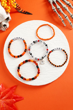 Orange 5pcs WITCH WICK Halloween Bracelet Set