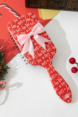 Fiery Red Bow Decoration Christmas Scalp Massage Comb