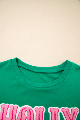 Sea Green HOLLY JOLLY Letter Christmas Holiday Sweatshirt